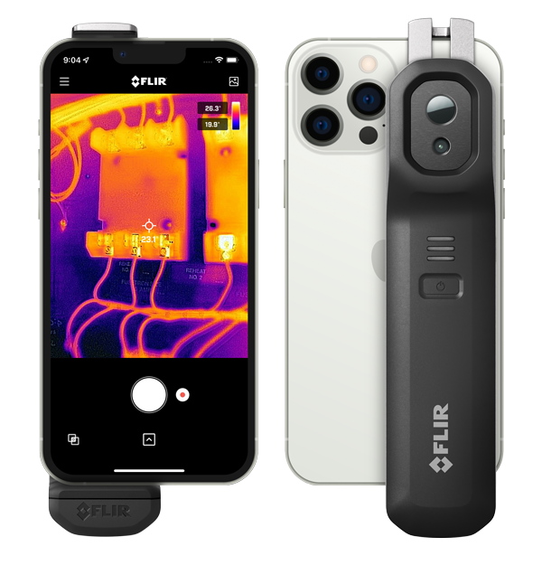 FLIR ONE Edge Pro thermal camera attached to iphone